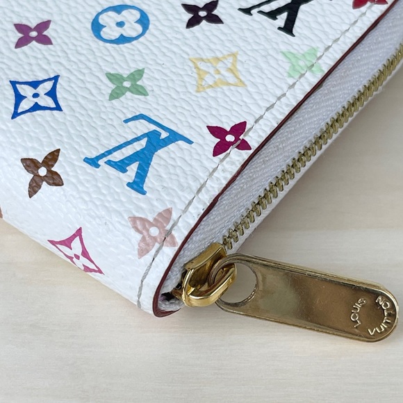 LOUIS VUITTON MONOGRAM MULTICOLOR ZIPPY COIN PURSE WALLET WHITE - Picture 4 of 15
